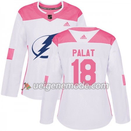 Dame Eishockey Tampa Bay Lightning Trikot Ondrej Palat 18 Adidas 2017-2018 Weiß Pink Fashion Authentic